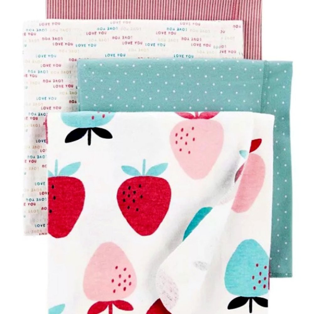NWt strawberry love polka dots theme carters 4pc girls 0 3 6 9 12 P nb receiving - Picture 1 of 6